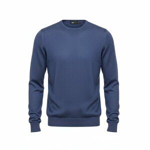 Men's Blue Cashmere Silk Cotton Long Sleeve Sweater Zara Man's Basics Size Large